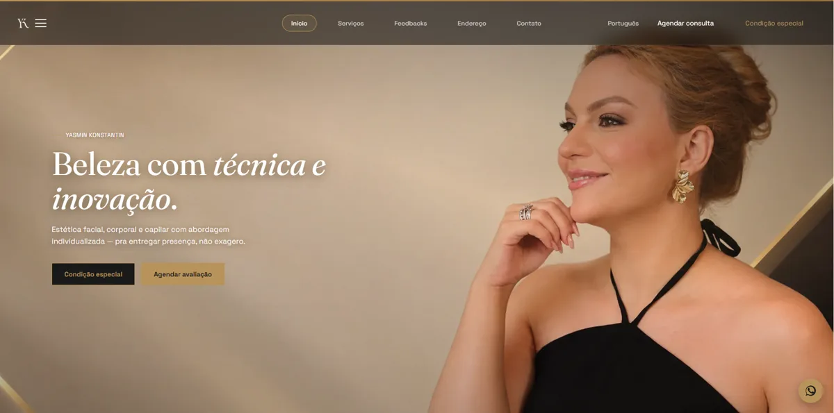 Ver site Yasmin Konstantin — esteticista no hero do seu site
